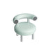 Light green stool with curved armrests on a white background