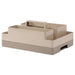 Beige storage tray with compartments on a white background
