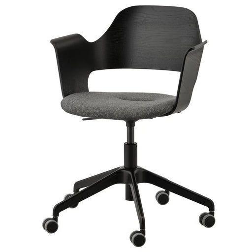 Gray office chair with black base on a white background