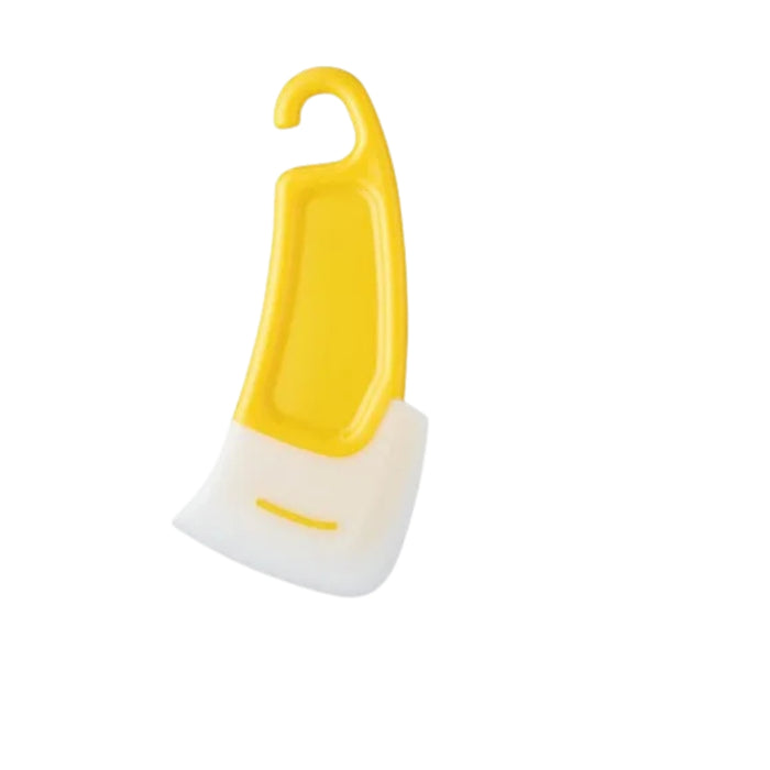 Yellow and white kitchen squeegee brush with hook handle and angled scraper head – 1598449174494 14075321