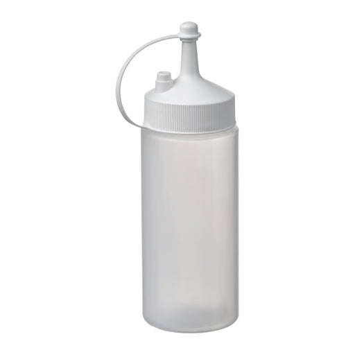 White squeeze bottle with a white cap on a white background