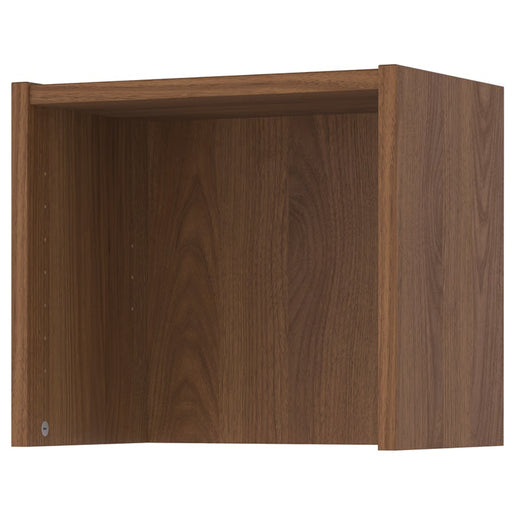 IKEA BILLY height extension unit in brown walnut effect, featuring adjustable shelf holes and clean rectangular design