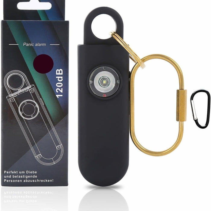 Digital Shoppy Personal Safety Alarm – Anti-Lost Wolf Device with Gold Chain, Black