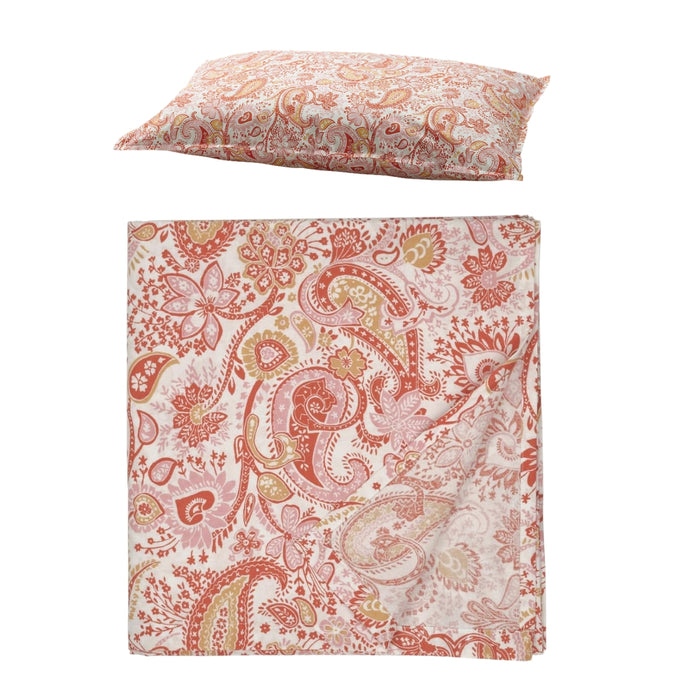 IKEA RODGERSIA Botanical Bedding Set: Pink/White Flat Sheet (150x260cm) & Matching Pillowcase