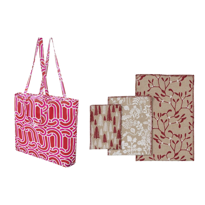 IKEA SÖTRÖNN Carrier Bag Pink/Red 45x36 cm with VINTER 2021 Gift Bag Set of 3 Jute Natural