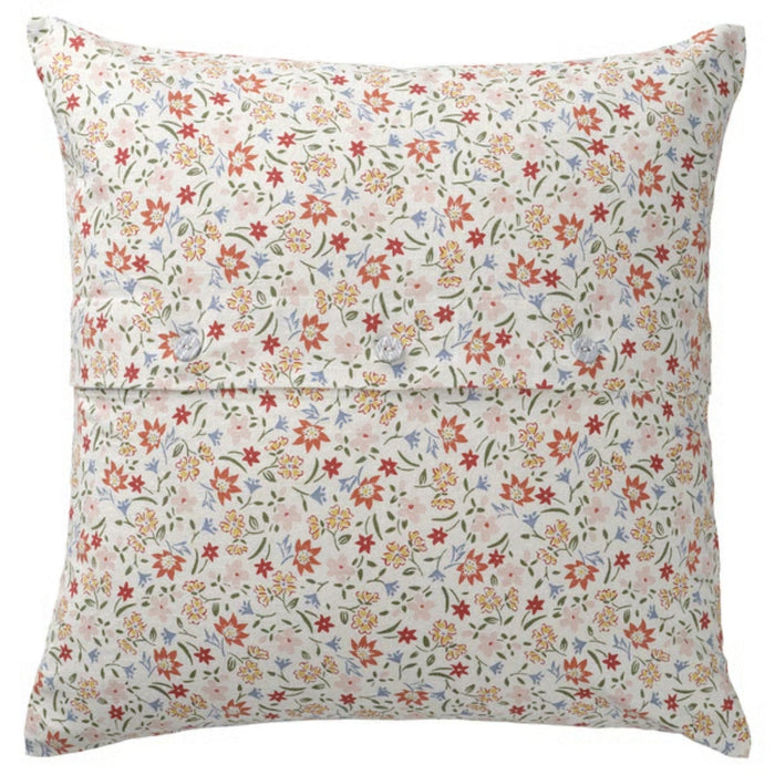 GULLNATTLJUS cushion cover, white/floral, 50x50 cm. Soft cotton with multicolour print. Adds charm to sofa or bed. Easy to mix with patterns – 90598702.