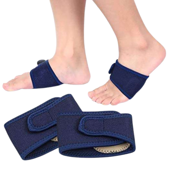  blue  Arch Support Brace worn by a person on a white background