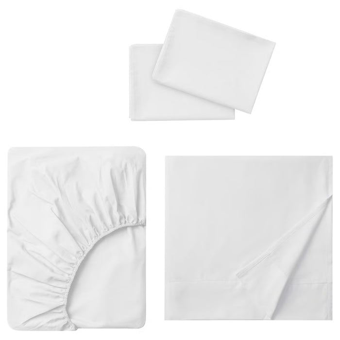 IKEA DVALA White 3-Piece Sheet Set - Single Bed Size