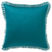 IKEA GOKVÄLLÅ Cushion cover, blue, 50x50 cm – teal ruffled pillow paired with geometric throw in sunlit, cozy setting – 60596120