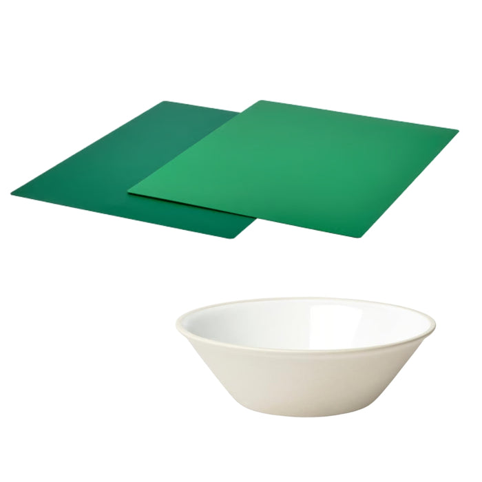 3-Piece IKEA Kitchen Set:  FINFÖRDELA Bendable Chopping Mats  (2 pack) with SLÄTTIKA 20cm White Bowl | Durable Food Prep & Serving Kit