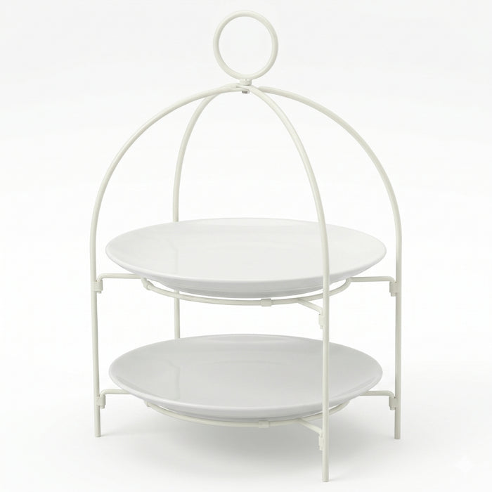 IKEA Serving Set - TOFSAND 2-Tier Plate Stand (White) & Matching Ceramic Dinner Plates (2-Pack, 26cm)