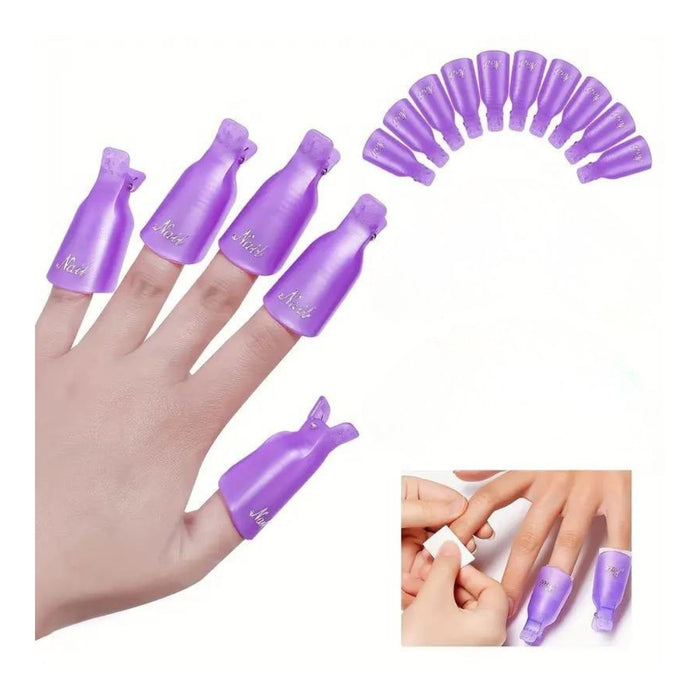 Digital Shoppy Reusable Nail Gel Polish Remover Clip Set – Purple Plastic Nail Soak-Off Clips for Easy Gel Polish Removal | 10 Piece Set