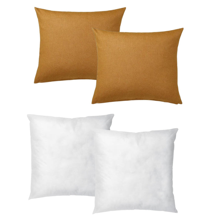 IKEA VIGDIS & INNER Set: 2-Pack Dark Golden-Brown Linen Covers & 2-Pack Soft Insert Pads