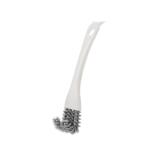 Digital Shoppy cleaning brush – white handle with curved metal bristles for stove and grill scrubbing