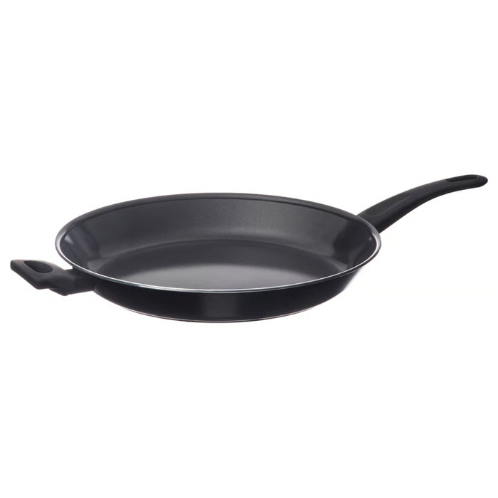 Black frying pan on a white background