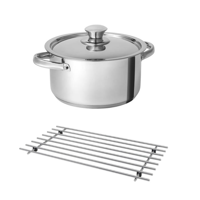 IKEA Cooking Set: DVÄRGKRÄFTA Pot with lid, 3 l (3.2 qt) & Trivet, 50x28 cm (20x11 ")