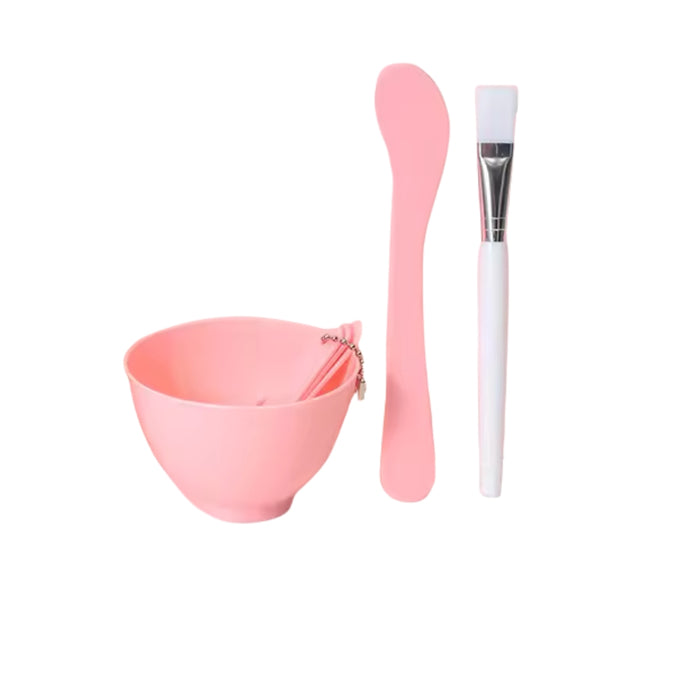 Digital Shoppy LMTLOP DIY Spa Cosmetic Face Mask Bowl Set with Plastic Brush Spatula & Spoon pink