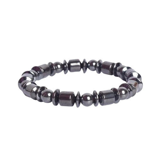 Black beaded bracelet on a white background