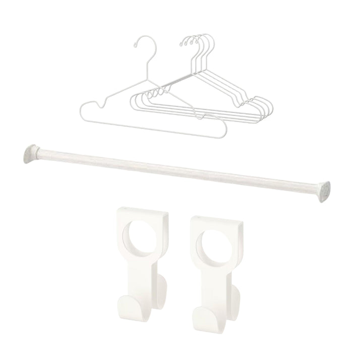 IKEA HJÄLPA & STAJLIG Set: 80cm Clothes Rail, 5-Pack Hangers & 2-Pack Rail Hooks