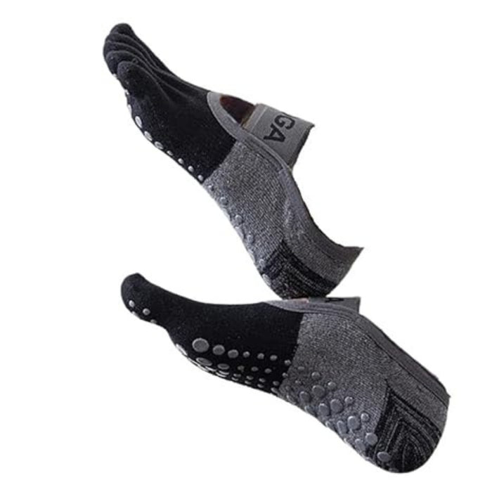 Digital Shoppy Women’s Pilates Toe Socks, Black – Non-Slip Grip Socks for Yoga