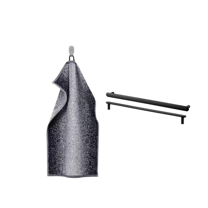 Ikea NYDALA Handle Black 346mm (2 Pack) with NYCKELN Hand Towel 40x70cm
