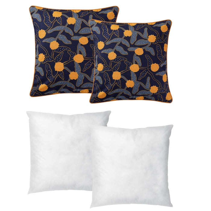 IKEA AROMATISK & INNER Bundle: 2-Pack Blue Decorative Cushion Covers & 2-Pack Soft Insert Pads