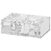 IKEA SKOGSDUVA box, patterned/multicolour, 25x17x8.5 cm (9 ¾x6 ¾x3 ¼"); whimsical black-and-white tea party illustration with bear, mouse, and owl in forest setting – ideal for playful storage and kids’ room decor - 70596539