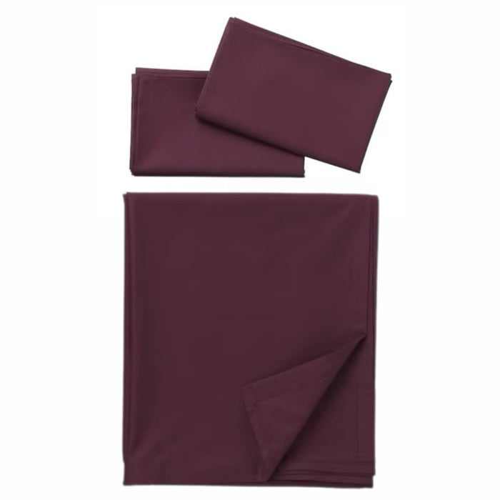 IKEA ULLVIDE Bedding Set: Luxury Deep Red Flat Sheet (240x260cm) & 2-Pack Pillowcases