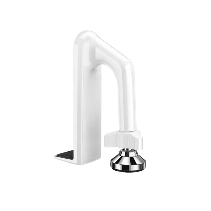 Anti-theft door stopper in white with metallic base and black grip pad—designed to wedge under doors for added security and prevent forced entry – 1600003772922 13245865.