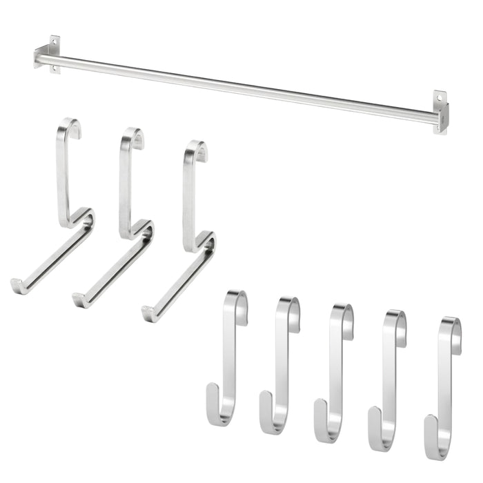 IKEA KUNGSFORS Chef’s Storage Set: 56cm Stainless Steel Rail, 3 Hooks & 5 S-Hooks