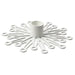 IKEA FRÖJDA candlestick in white with snowflake-inspired radial arms and circular cutouts, designed to hold slim candles
