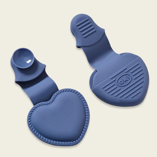 Blue heart-shaped silicone heat-resistant gloves, 2-pack; non-slip grip with textured surface – ideal for handling hot cookware safely – 160000379026413641401