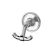 Chrome double robe hook on a white background