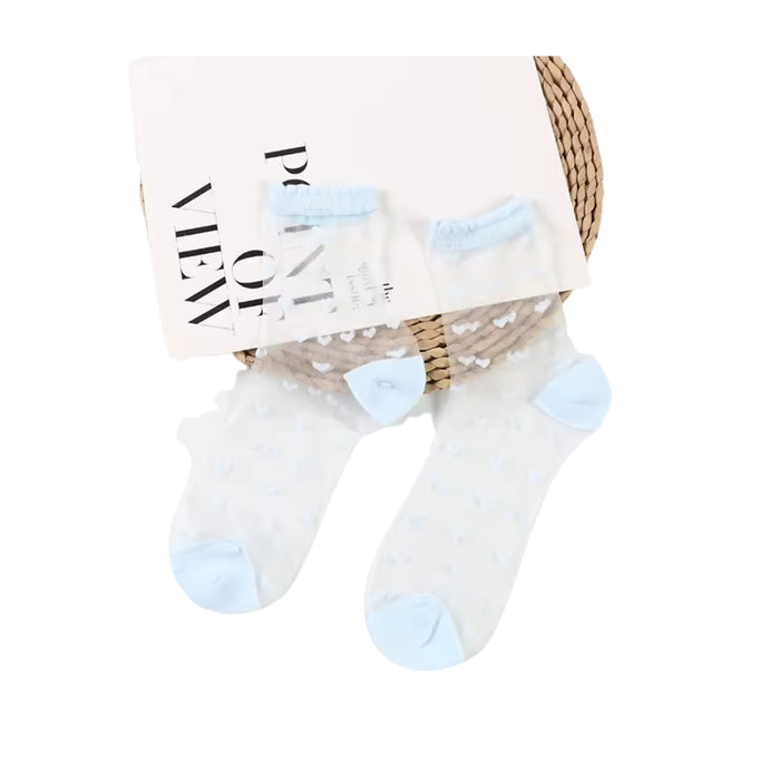 Digital Shoppy Summer Lace Crystal Glass Silk Transparent Socks for Women