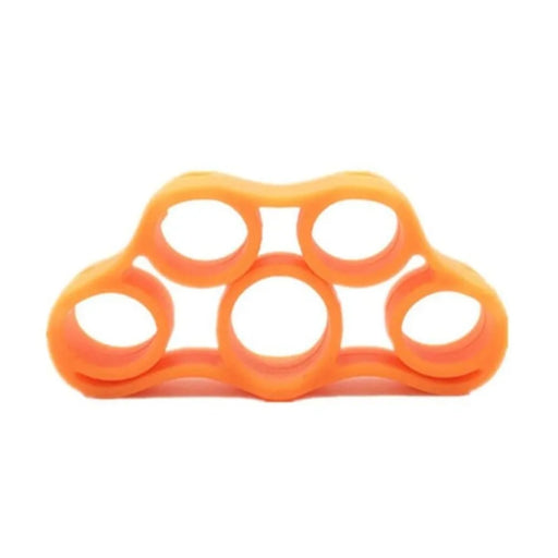 Orange finger exercise device on a white background