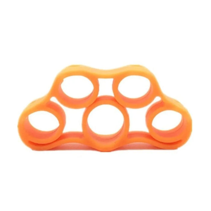 Orange finger exercise device on a white background