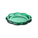 Green glass ashtray on a white background