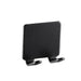 Black rectangular plug socket rack with dual mounting tabs and textured surface
