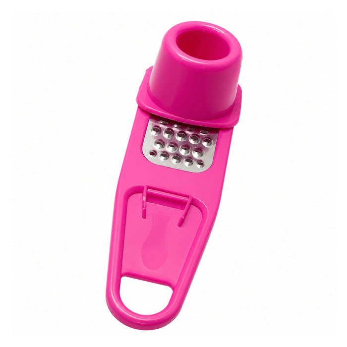Digital Shoppy Garlic Crusher, Multi-Functional Manual Ginger Grinder, Grater, Cutter and Peeler, Pink, Kitchen Tool