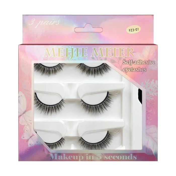 Digital Shoppy 3 Pairs Eyelash Set with Applicator – Self-Adhesive Beauty Strip