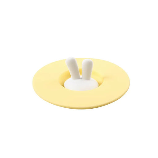 Yellow silicone mug lid with white bunny ear handle – whimsical spill-proof cover for cups and mugs – 1598447679156 13987144