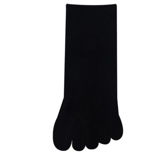 Black five-toe sock on a white background