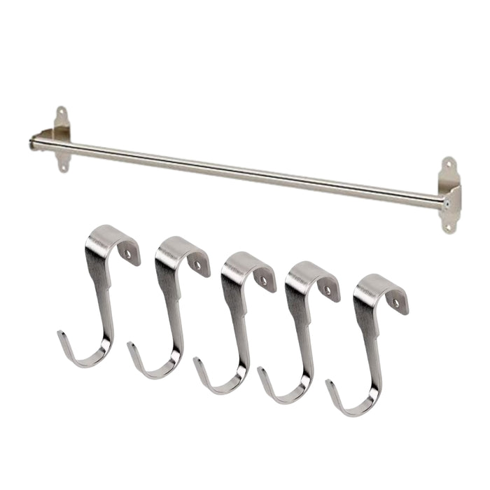 IKEA HULTARP Kitchen Set: 60cm Nickel-Plated Rail & 5-Pack Matching Hooks