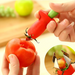 Dual-function kitchen gadget removing both strawberry stems and tomato stalks