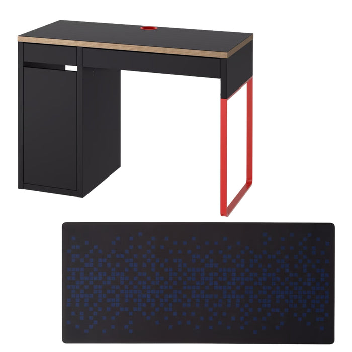 IKEA Gaming Set - MICKE Anthracite/Red Desk (105x50 cm) & BRÄNNBOLL Extra-Large Gaming Mouse Pad (90x40 cm