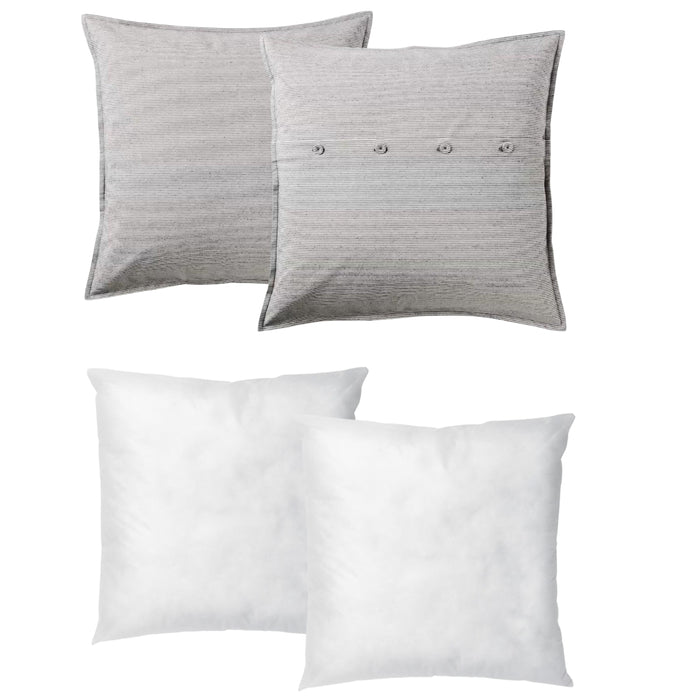 IKEA KRISTIANNE & INNER Bundle: 2-Pack Striped Cushion Covers & 2-Pack Soft Insert Pads