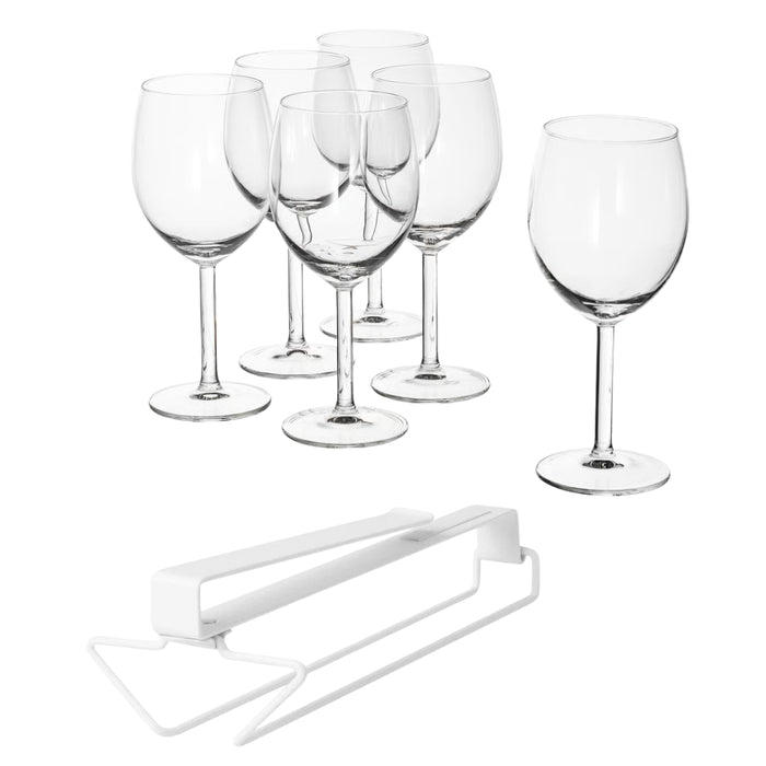 IKEA Smart Home Bundle: PÅLYCKE Clip-on Rack (White) & SVALKA Wine Glass 6-Pack