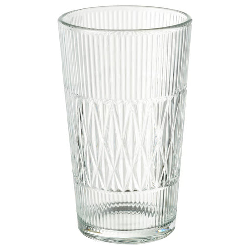 Clear glass with geometric pattern on a white background