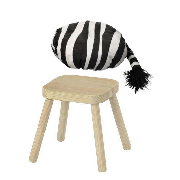 IKEA Kids Stool Bundle - Zebra Pattern Cover & Pine Children's Stool