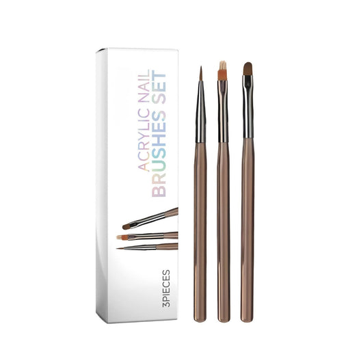 Set of acrylic nail brushes with packaging on a white background